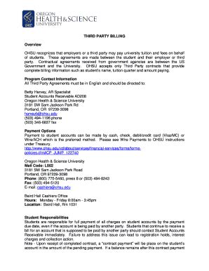 Fillable Online ohsu THIRD PARTY BILLING Overview OHSU recognizes that ...