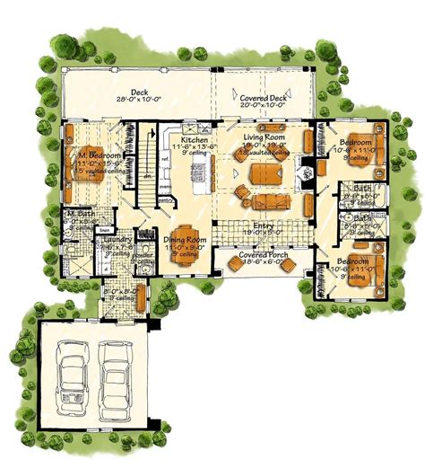 3 Bedroom Ranch Floor Plans Brick Farmhouse Style House Plan 3 Beds