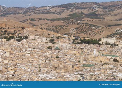 Panorama View of Fez, Morocco Stock Image - Image of alattarine, kasbah ...