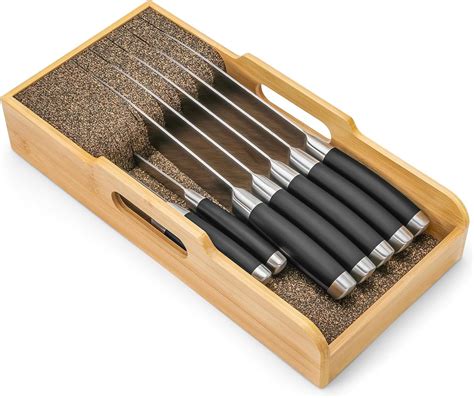 Amazon.com: Mospten Bamboo Knife Drawer Organizer Insert - Kitchen In ...