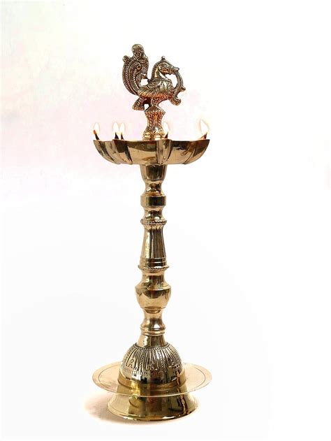Buy The Spiritual Living Handmade Peacock Oil Wick Brass Diya | Pooja ...