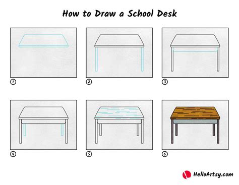Student Desk Drawing Free Vectors | School Desk Set 2