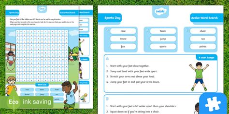 Sports Day Active Word Search Puzzle (teacher made) - Twinkl
