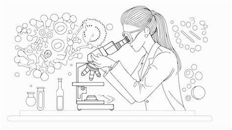 One Continuous Line Drawing of Female Scientist | Premium AI-generated ...