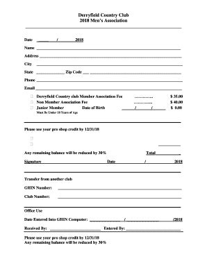 Fillable Online Men's GHIN Form - Derryfield Country Club Fax Email ...