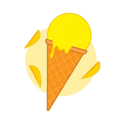 Cute Ripe Mango Flavour Ice Cream Cone Vector Illustration, Ice Cream ...