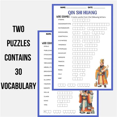 QIN SHI HUANG word scramble puzzles worksheets activities by PUZZLES BY ADO