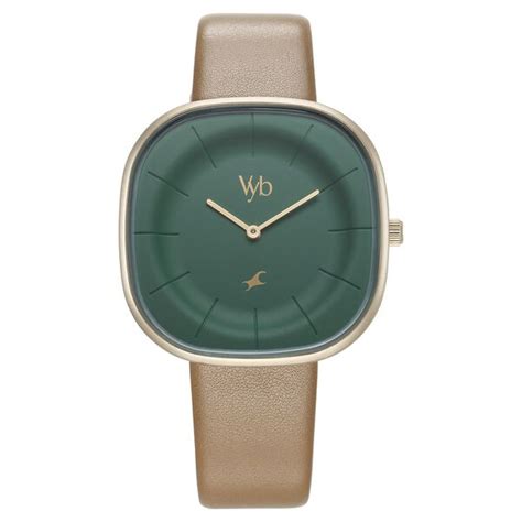 Buy Online Fastrack Vyb Successor Quartz Analog Green Dial Leather ...