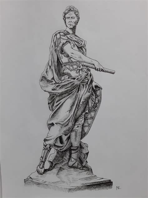 Julius Caesar Statue Drawing Andrea Di Pietro Di Marco Ferrucci