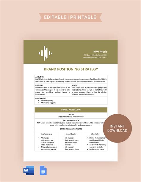 Brand Positioning Strategy Template