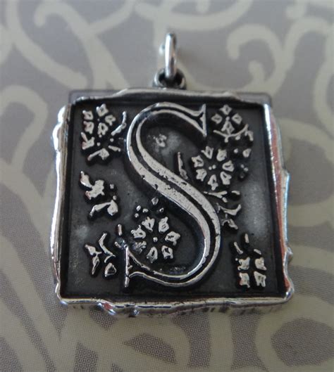 Sterling Silver 22x20mm Heavy Alphabet Letter Initial S Wax seal look ...