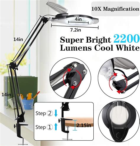 ADDIEKIRKAS 10X LED Magnifying Lamp with Clamp, KIRKAS 2,200 India | Ubuy