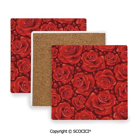 Ceramic Coaster with Wood Bottom Protection, for Mugs, Wine Glasses ...