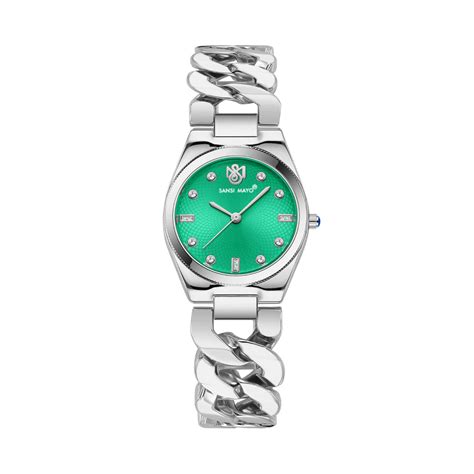 Sansi Mayo LIORA Bracelet Style Watch ‚Äî Green Dial, Silver Edition ...