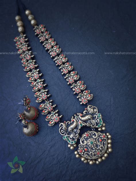 Antique gold terracotta jewellery set – Nakshatra Terracotta Jewellery