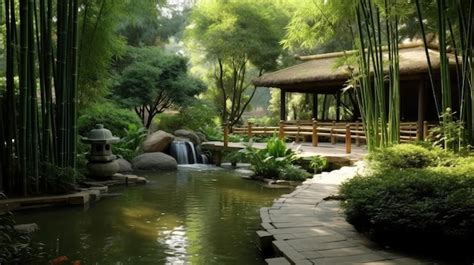 Peaceful zen garden with tranquil waterfall and bamboo _34xjpg ...