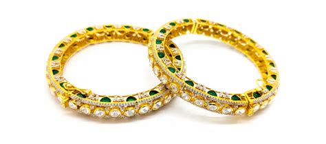 Polki Gold Rings - Silver Moissanite Polki Bangle Set, Dainty Emerald ...