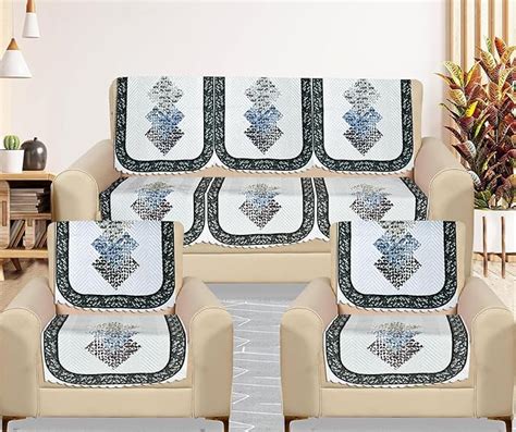 RRC Velvet Floral Quilted Sofa Cover Set 5 Seater | Premium Quilted ...