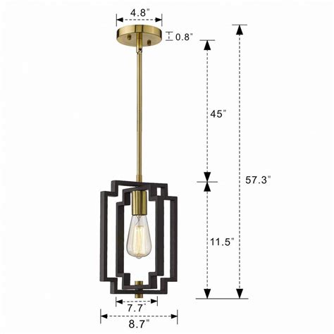 Buy 1-Light Black Geometric Kitchen Island Pendant Light with Gold ...
