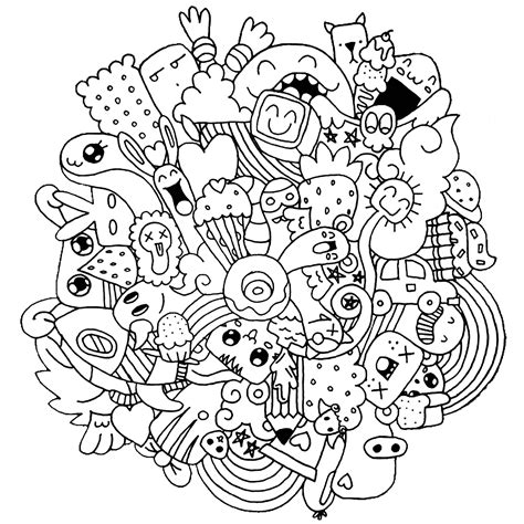 Easy Doodle Art Coloring Pages For Adults