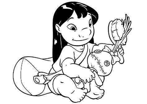 Lilo and her doll - Lilo and Stitch Coloring Pages