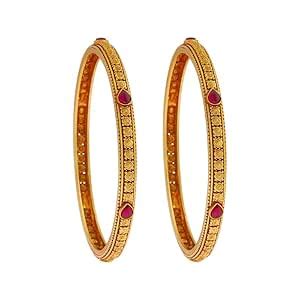 KUSHAL'S Fashion Jewellery Ruby Gold Plated Ethnic 92.5 Pure Silver ...