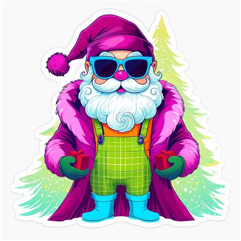 Cheerful Santa Claus with Secret Santa Banner Illustration Sticker ...