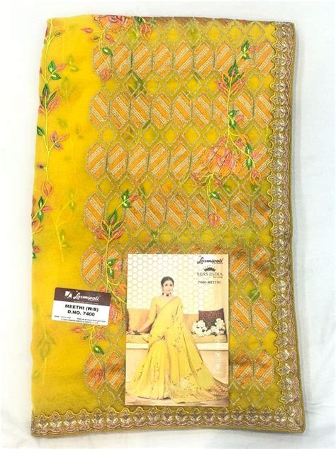 Laxmipati Miss India 7400 Yellow Tissue Organza Saree – SANSKAR