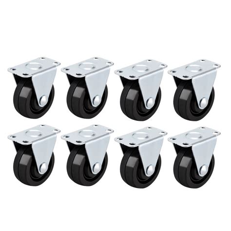 uxcell 1.5 Inch Fixed Casters Wheels Rubber Top Plate Mounted Caster ...