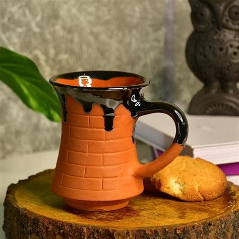 Buy SOWPEACE Terracotta Coffee Mug with Curved Bottom ?Mug of Smile ...