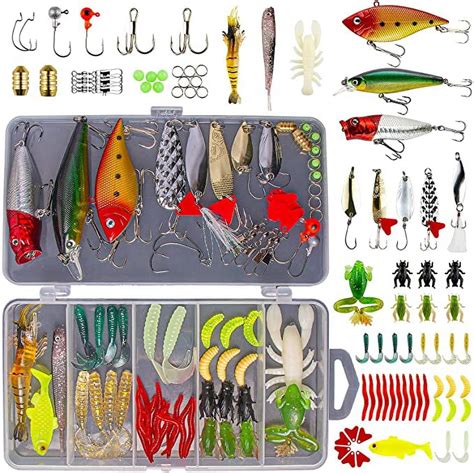 GOANDO Fishing Kit for Bass, Trout, Salmon with Lures, Hooks, Worms ...