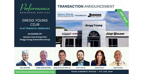 Performance Brokerage Services Advises on the Sale of Gregg Young Chrysler Dodge Jeep Ram of ...