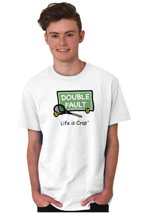 Double Fault Tennis Net Court Novelty Men's Graphic T Shirt Tees Brisco ...