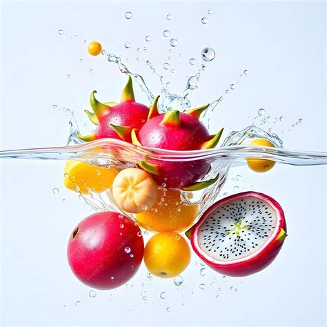 Exotic Fruit Splash Star Fruit Dragon Fruit amp Passion Fruit in Water ...