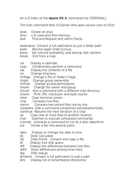 Image result for Mac OS X Terminal Commands