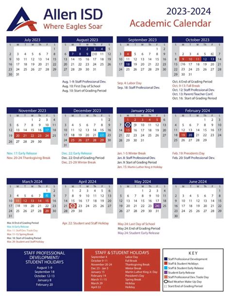 Allen Independent School District Calendar 2025-2026 in PDF - School ...