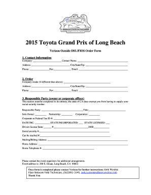 Fillable Online 2015 Toyota Grand Prix of Long Beach Verizon Outside ...