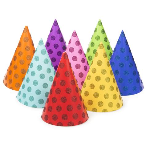 Way to Celebrate! Party Birthday Hats with Glitter, 8 Ct, Multicolor ...
