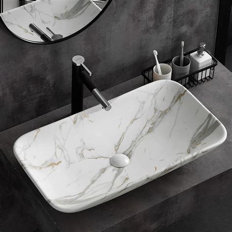 B Backline Ceramic Table Top, Counter Top Wash Basin 28 X 16 X 5.5 Inc