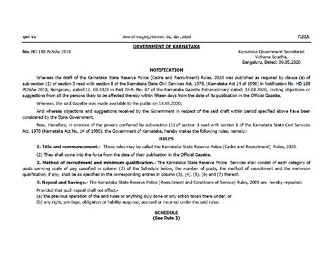 KSRP C&R Final Rules 2020 - Karnataka State Reserve Police - Studocu