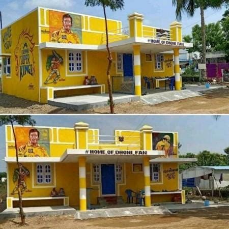 Dhoni fan paints his home yellow, Thala's portrait on wall - IBTimes India
