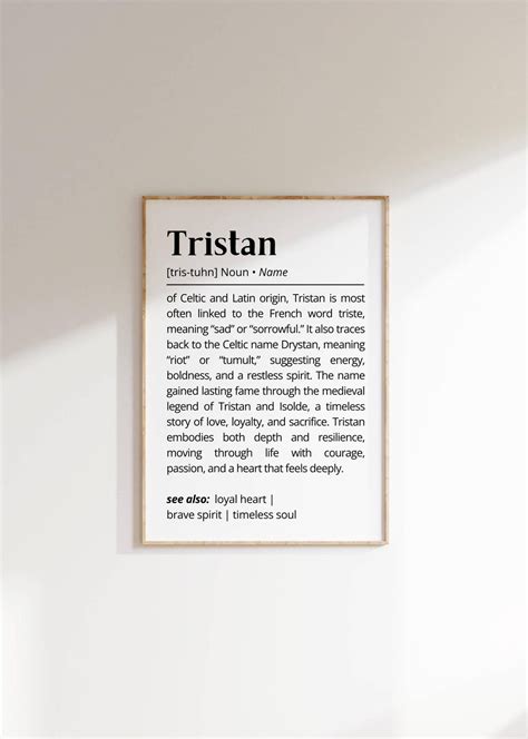 Tristan Name Meaning Print: Celtic Definition, Nursery Decor (digital ...