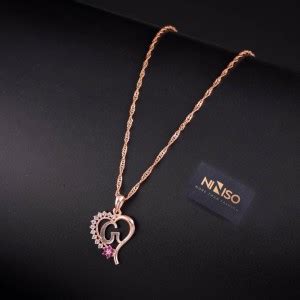 NINISO Heart Shape Alphabet Letter G Rhodium Cubic Zirconia Alloy ...