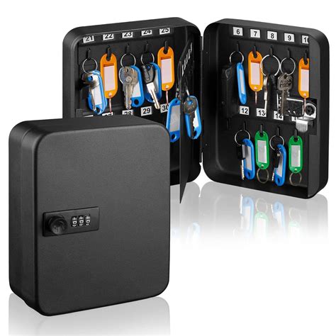 AdirOffice Key Lock Box – 30 Key Hooks Wall Mounted Key Cabinet Lock ...