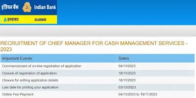 Indian Bank Recruitment 2023 Notification, Apply Online for 02 Chief ...