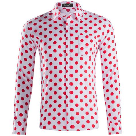 Utoimkio Men's Shirts Polka Dots Long Sleeve Slim Fit Print Dress Shirt ...