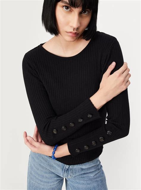 Buy Women Ribbed Jumper with Buttons Online at just Rs. 999.0 ...