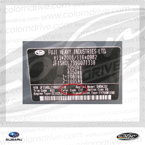Image result for Subaru Color Code