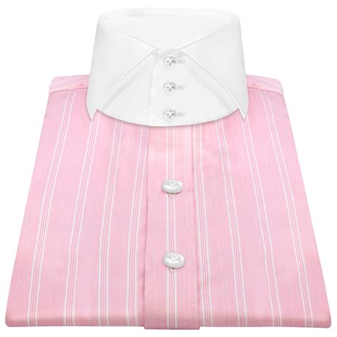 Pink Wide & Pinstripes High Open Button Down Collar Shirt- John ...