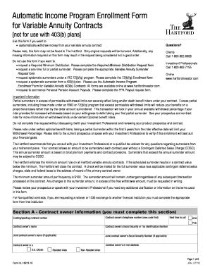 Fillable Online Automatic Income Program Enrollment Form for Variable ...